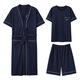 UKUHPK男士夏季薄款睡衣三件套短袖短裤家居服长款浴袍 7205+9913 【睡袍三件套】 L