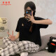 KNFN睡衣女2024年新款夏季纯棉短袖长裤薄款韩版宽松可外穿家居服套装 6625爱心小熊 M 码80-100斤