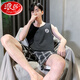 Langsha Pyjamas Herren-Sommerweste-Shorts junge Studenten können zu Hause gehen, um Sommer im mittleren Alter und älteren, losen Farbanzug H9928 (kurzärmelige Shorts) L (Empfohlen 90-110jin [Jin gleich 0,5 kg]))