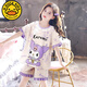 G.duckkids pijamas de pijama de manga corta algodón delgano delgada de tamaño mediano niña linda caricatura redonda de ropa para niños juego de ropa para niños lml6621 kuromi 140 [niños chinos] 14 tamaño (recomendado 130-140