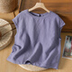 TOUCH MISS summer literary temperament short-sleeved T-shirt for women solid color round neck loose top TM2575GY white M [90-120Jin [Jin equals 0.5 kg]]