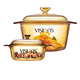 Corning pot set amber glass soup pot stew pot 2-piece set 1.25L+3.2L high temperature resistant open flame available