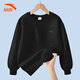 Anta children's fleece sweatshirt for men and women, middle and large children 25 autumn and winter new style youth loose cotton skin-friendly long-sleeved top black early autumn hot sale 160 cm