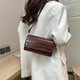 
Stone-patterned candy color French new style small square bag for going out and shoulders fashionable crossbody bag handheld commuting bag coffee color