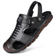 Dragonfly Brand Top-Layer-Kuhlederbeutel Sandalen neue Leder-Sommer-Strandschuhe weicher Rindfleisch Sehnenboden Dad Sandalen zwei tragen 9902 Gelbbraun 42