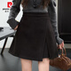 Pierre Cardin fat mm plus size 2025 autumn and winter new small slit culottes early autumn woolen high waist slim versatile A-line shorts for women coffee color L recommended 105-120 Jin Jin equals 0.5 kg