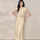 ROEYSHOUSE roe style design sense hemp kink set 2025 summer new pleated top skirt two-piece set 12392 light yellow S