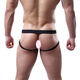 Men's underwear, sexy low-waisted thong, men's double thong underwear, no need to take off the back, mesh breathable sports hip lifting male 0 black (excluding cover) XL