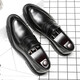 
LEOSOXS men's trendy British style lazy loafers business formal wear breathable casual leather shoes 9715-D black 38