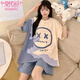 Modal pure cotton pajamas for women for summer shorts shorts thin cartoon large size 200 Jin [Jin equals 0.5 kg] Women can wear home clothes suits 683 Sleeping dog XL [115-130 Jin [Jin equals 0.5 kg]]