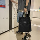 Qumuye men's handbag simple canvas bag men's student tutoring bag commuting tote shoulder bag large capacity file bag khaki thick waterproof 1 pack