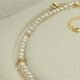 
Sugar cat Doudou freshwater pearl necklace simple collarbone with golden baroque beads summer yen neck T-shirt matching white