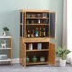 Kitchen cupboard multi-layer storage household storage cabinet simple kitchen cabinet solid bamboo wood economical microwave oven cabinet original color height 16859 draw diamond mesh replacement 4 doors