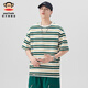 Big Mouth Monkey (Paul Frank) American heavy striped contrasting color short-sleeved T-shirt for men's summer thin retro loose round neck base clothes men's clothing Green 698D [official authentic] XL [recommended 140-155 Jin [Jin equals 0.5 kg]]