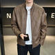
AEMAPE high street style puffy and handsome windproof casual leather jacket for men 2025 spring and autumn new British style youth work top Coffee L