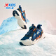 Xtep children's cotton shoes Fengxing 2.0 rotating buckle winter velvet warm casual shoes deep blue/Lyon blue 33