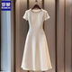 Romont French dress for women 2025 new style dignified and elegant designer chic and beautiful white round neck niche dress white M 100-110Jin Jin is equal to 0.5 kg