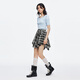 moussy 2025夏季新品假美式辣妹风假两件格纹半身裙028ISA31-4121 025花纹黑色 S