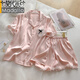 Modal ice silk pajamas for women in summer new sweet Korean gentle pink shorts shorts internet celebrity style home clothing set WLW9227# M [Suggested 80-100Jin [Jin equals 0.5 kg]]