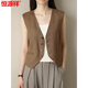 Hengyuanxiang Retro British Style Women Lense Linen Lense V-образное костюм Vest 2025 Весна и летняя трудная темпераментная темпераментная куртка из глины Clay L (Рекомендуемый 100-джин [JIN равняется 0,5 кг] -115JIN [JIN равен 0,5 кг]))