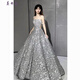 Mei'anjia Starry Sky Sequin Evening Dress Feeling Light Luxury Temperament Annual Meeting Host Engagement Wedding Wedding Toast Clothes Bride Silver Sequin S