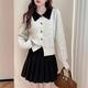 TonLion 2025 Autumn and Winter New Yarn Contrast Color Collar Design Women's Cardigan