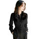 Romont French waisted black shirt, high-end and temperamental women's shirt, spring and autumn new style, small commuter long-sleeved top, black XL