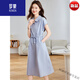 Romon High-High-Gals New Summer High-End House Collar Collar Drawstring Temperamento de abrazadera de cintura corta Falda A-Line Skirt High-End High-End Brand + Blue + Top Ten Women's Clands M [90-105]