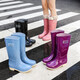 Frauen neue Mode hohe Röhre verdickte lange Röhrchen Anti-Rutsch-Wasserschuhe für Frauenküchenarbeit sowie samtige Warmregenstiefel [JD312 High Tube] Blue 37-38
