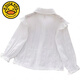 G.duck little yellow duck children and girls white shirt pure cotton edge long-sleeved shirt spring and autumn style primary and secondary school uniform women's top 021 white cotton 140cm