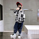 Xinyouyu Boys' Shirt 2025 New Spring and Autumn Clothes for Big Children's Shirts Fashionable Plaid Tops Trendy and Cool Outfits Black 170