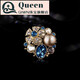 QIWN French Eternal Austrian Crystal Brooch Temperament Corsage Autumn and Winter Clothing Collar Pin Accessories Corsage Phantom Blue