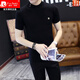 皮尔卡丹（pierre cardin）男士针织半袖T恤春秋季半高领男装打底衫2025新款帅气男装上衣服 9902黑色 M