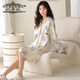 Odanmu camisón de manga larga para mujeres en primavera y otoño nuevo cárdigan de algodón puro lindo pijamas para mujeres en algodón estilo internet estilo de celebridades dulces jg9928 m