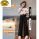 G.Duckkids Girls Straight Wide-Leg Hosen Sommer 2024 Neue Kindereis-Seidenmückenhose Dünne Hosen mittelschwerer Kinder Shake Hosen HL-1047 [Schwarz] 160 cm