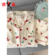 Pajama de gasa de algodón puro de Yalu para mujeres pantalones de manga corta Juego de tres piezas Sweet Cherry Cardigan Cardigan Home Spring y Autumn Yunduo Cotton-J9901# Paradise Puppy Tres piezas M [Sugerencia 75-100Jin [Jin equivale a 0.5 kg]]]