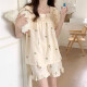 桑琴少女生睡衣女士夏季薄款大码公主风短袖短裤可爱春夏天家居服套装 693粉色 M (建议体重80-100斤)