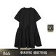 Jnby/Jiangnan Buyi 25 Sommer neues Kleid mit kurzen Ärmeln losen runden Hals elegant und flexibel 5P4G13790 001/This Black S