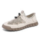 
Microfiber leather sandals men's French leather shoes for spring and summer new genuine leather hollow hole shoes soft sole casual beach shoes for men khaki [Microfiber leather A681] 46