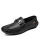 Spider King Frühling Herrenschuhe, Beanie-Schuhe, echte Ledermänner 2025 Neugeschäft weiche Haut weiche Sohle Black Hollow-9901 38