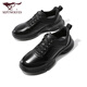 Sieben Wölfe Herrenschuhe Herbst und Winter Neue echte Leder-Freizeitschuhe für Männer mit dicker Sporterschuhen Schicht Schicht Cowhide Weiche und vielseitige Laufschuhe Schwarz 9793 39