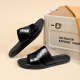 Walker Shop Slippers Men's 2025 Summer New Genuine Leather Outdoor No-Slip Flops informales y de moda para hombres al aire libre Negro 40 (tamaño de zapato de cuero)