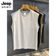 Jeep Spirit Summer New Long Velvet Cotton Fashion Brand Sports Mest Vest Мужская футболка с рукавами мужская американская жилетка светло-серая минималистская подгонка удобная версия M 90-105Jin [Jin равняется 0,5 кг]