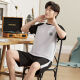 Pajama de pijamas para hombres de la película de limón para algodón de verano para hombres ropa casual de niños de manga corta para niños de verano de mediana edad de mediana edad, set de talla grande y talla grande 9928 [H set de shorts de manga corta para hombres] l [sugerido 100-130 Jin [Jin equivale a 0.5 kg]]