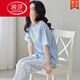 Langsha Summer 2025 Neues pures Baumwollpyjama für Frauen kurzärmelige Hose Set Frühlings- und Sommer-Freizeitkomfort 9712 [kurzärmelige Langmut] M [empfohlen, 80-100 Jin zu tragen [Jin gleich 0,5 kg]]]