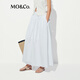 MO&Co.【C+系列】半身裙2025夏新品蓬松薄棉系带低腰小白裙MBE2SKT020 漂白色 M