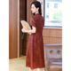 Homesee overseas light luxury high-end dress silk fragrance cloud sao girl temperament waist-hugging and looking slim retro noble lady mulberry silk red L