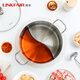 Lingfeng hot pot Yuanyang pot thickened 304 stainless steel pot three-layer steel cooking pot induction cooker gas stove universal gathering series for 4-7 people 5.5L 28cm
