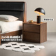 Genji Muyu solid wood bedside table Nordic bedroom black walnut bedside simple drawer storage cabinet 0.45 with socket