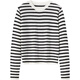 
ROMON (ROMON) sweater for women 2025 spring and autumn 100% worsted pure wool sea soul shirt contrast striped casual and versatile fashion sweater classic black M [recommended 100-120Jin [Jin equals 0.5 kg]]